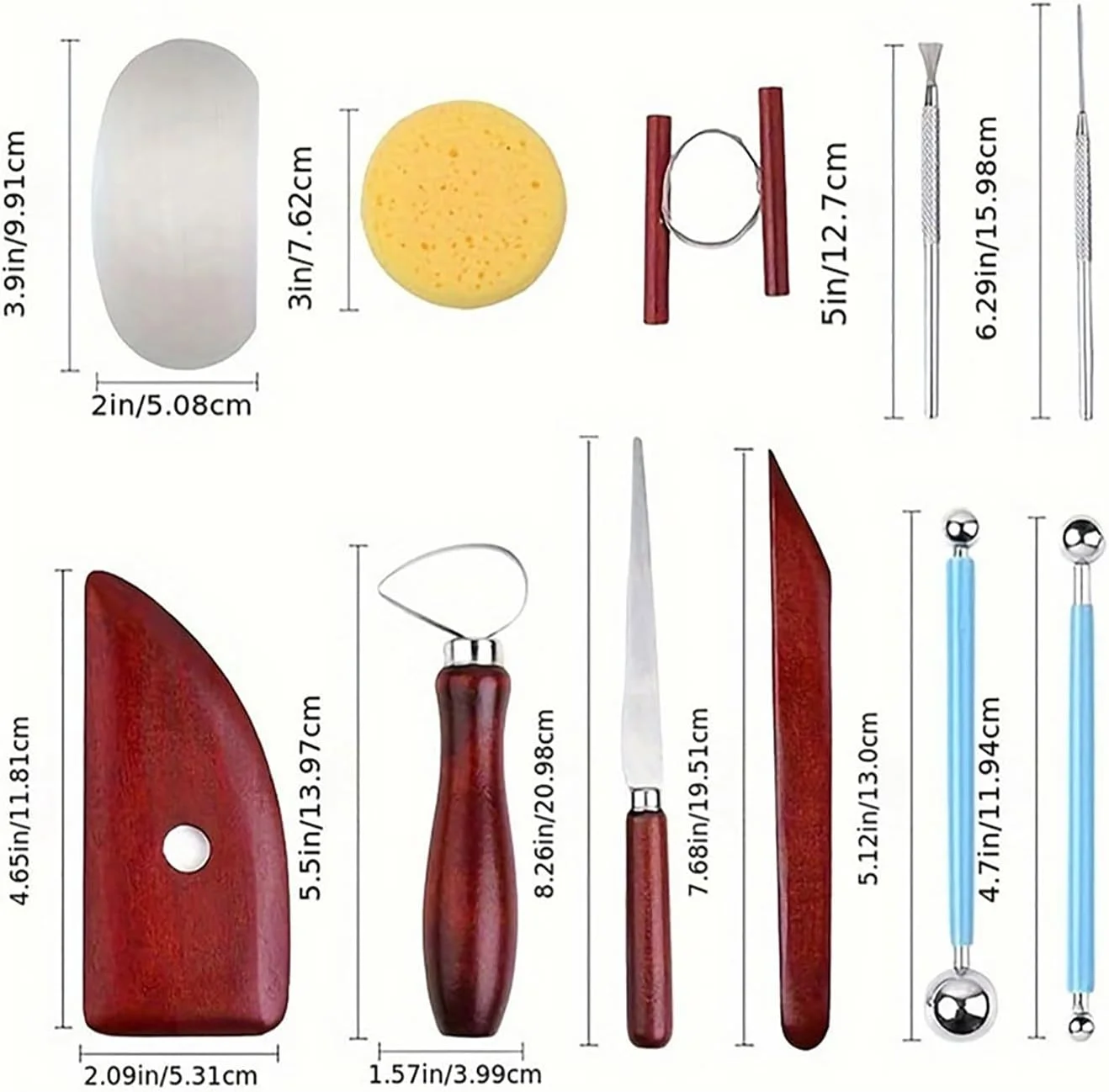ابزار مجسمه سازی خمیر کلی جویزز، 18 تکه ابزار خمیر پلیمری با کیف ابزار، کیت ابزار حکاکی سفالگری خمیر کلی با فولاد ضد زنگ و چوب محکم، ابزار خمیر کلی برای صنایع دستی سفالگری، پخت، حکاکی، طراحی
