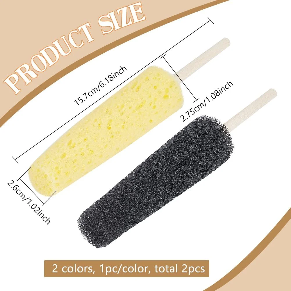 BENECREAT اسفنج سفالگری 2 رنگ برای خاک رس، ابزار پرداخت سفالگری چوبی، مجسمه سازی خاک رس و سفالگری برای هنرمندان، نگهدارنده اسفنج سفالگری