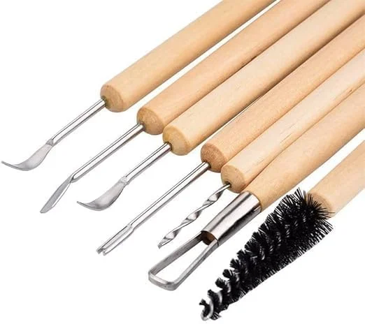 مجموعه ابزار 11 عددی مجسمه سازی و مدل سازی خاک رس QYINXIU، مجموعه ابزار مجسمه سازی و تمیز کردن سفال با دسته چوبی، ابزار حکاکی خاک رس دو طرفه