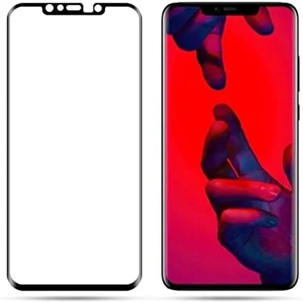 محافظ صفحه نمایش شیشه ای حرارت دیده تمام صفحه برای گوشی هواوی میت 20 پرو، چسب کامل سه بعدی خمیده - مشکی