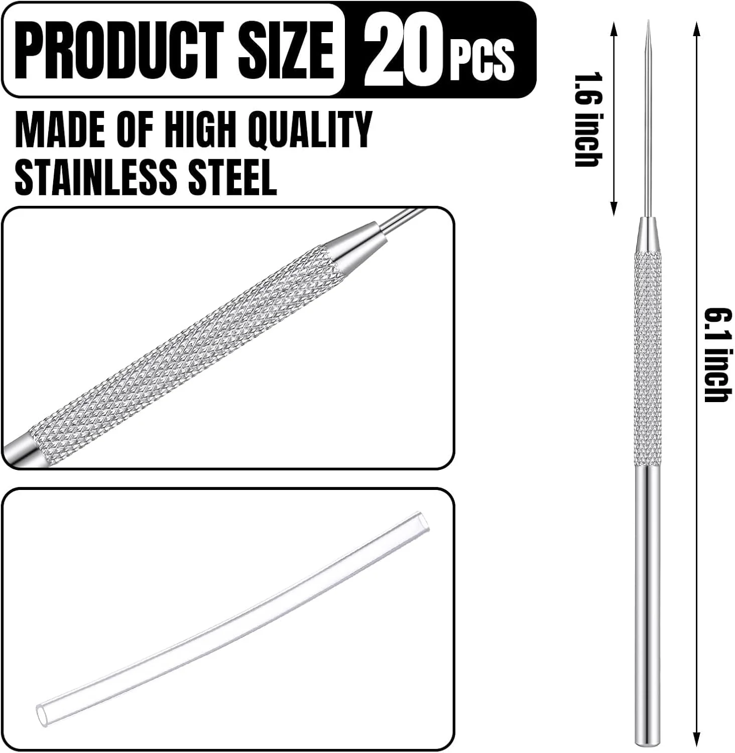 ست 12 عددی ابزار سوزنی سفالگری استیل ضد زنگ - ابزار مجسمه سازی و حکاکی سرامیک برای خاک رس، صنایع دستی DIY (کیت ابزار جزئیات حرفه ای)