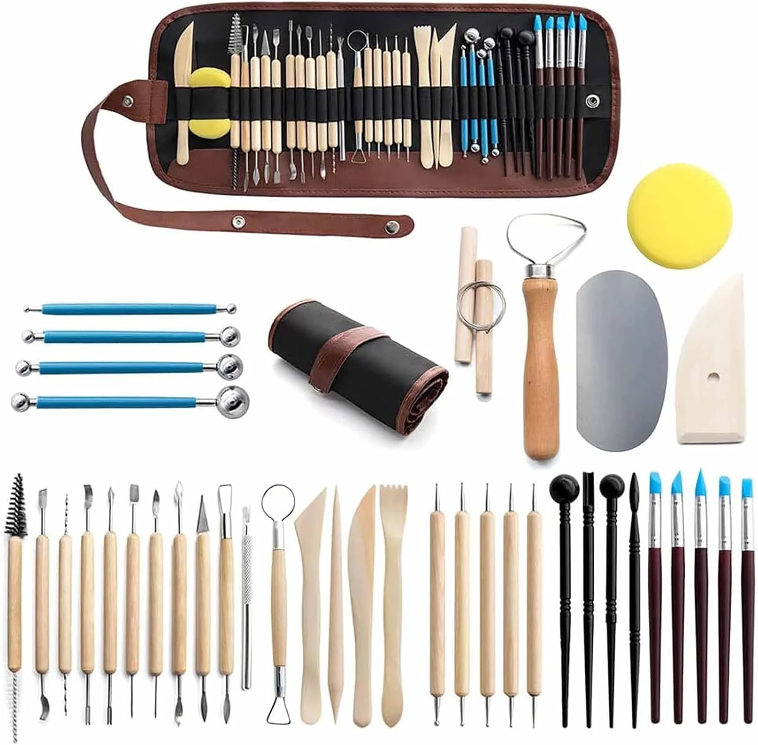 ابزار سفالگری تزویق، ابزار حکاکی سفال، ابزار حکاکی خاک رس، ست ابزار خاک رس پلیمری، ابزار حکاکی صنایع دستی (40 تکه)