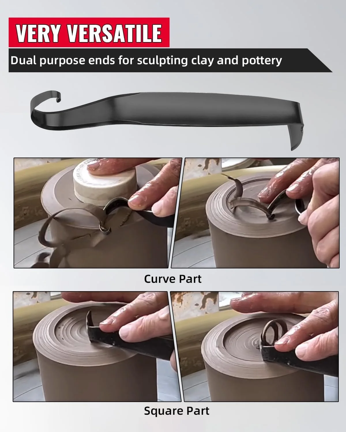 ابزار پرداخت کاری سفال دو طرفه، ابزار حکاکی و شکل دهی خاک رس فولادی پر کربن تیز شده، ابزار مجسمه سازی سفالی بادوام و دقیق برای هنرمندان سرامیک