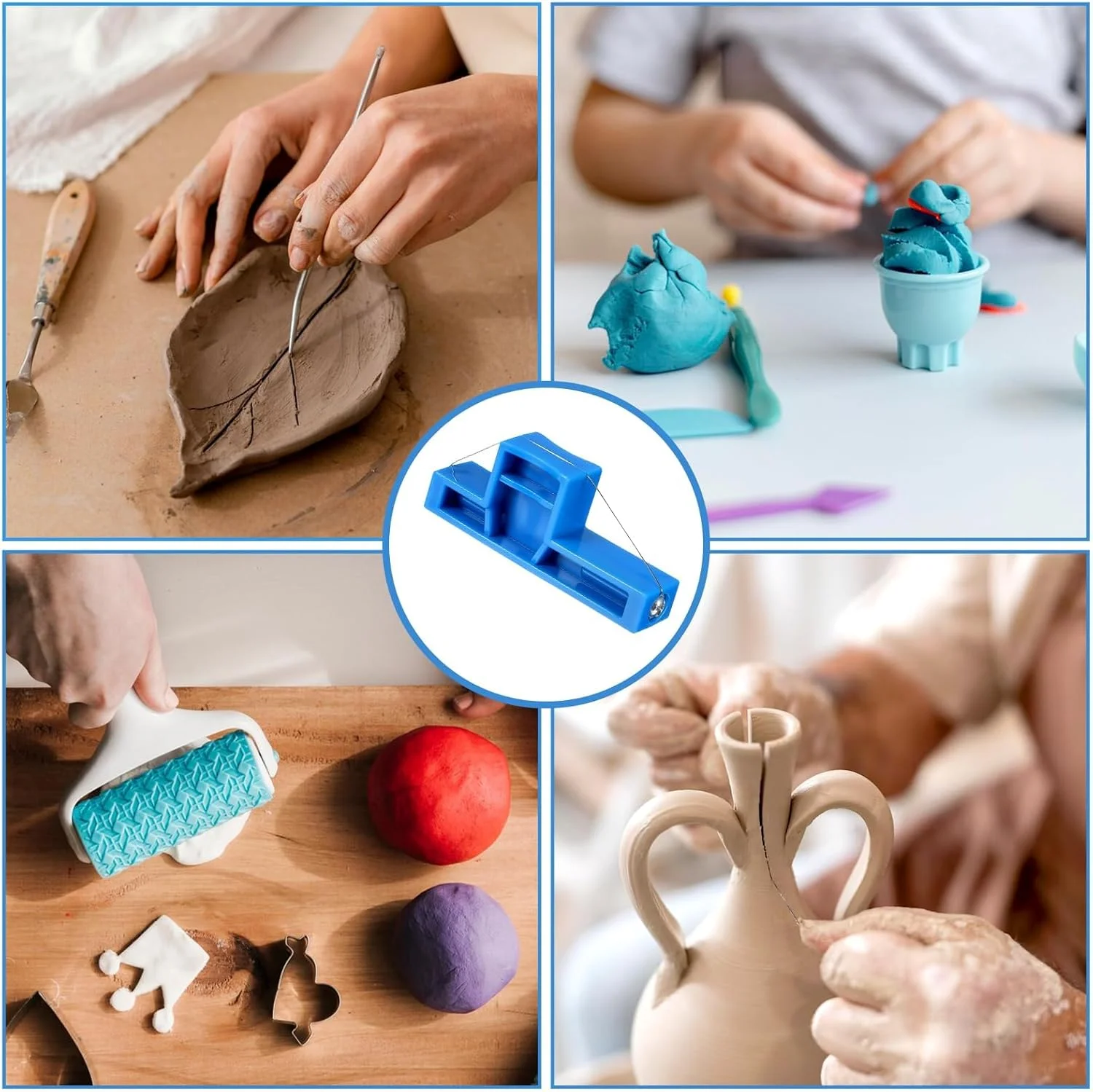 ابزار برش سیم رسی زاویه دار، ابزار برش پخ سیم فولادی کوچک، ابزار انعطاف پذیر پیرایش رس زاویه دار سفالگری، ابزار پیرایش سفالگری پلاستیکی، ابزار برش سفالگری برای مجسمه سازی سرامیکی، 7 x 2.8 سانتی متر