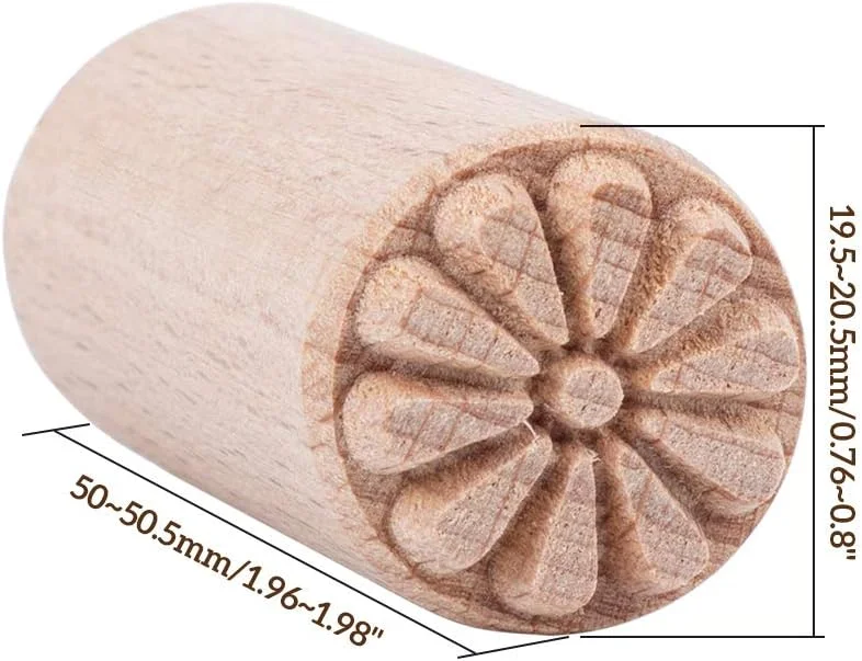 OLYCRAFT 7 عدد ابزار سفالگری چوبی 5x2 سانتی‌متری، مُهر سفالی پلیمری، مُهر چوبی ستونی، مُهر سفالی گرد با الگوهای ترکیبی برای خاک رس و سرامیک