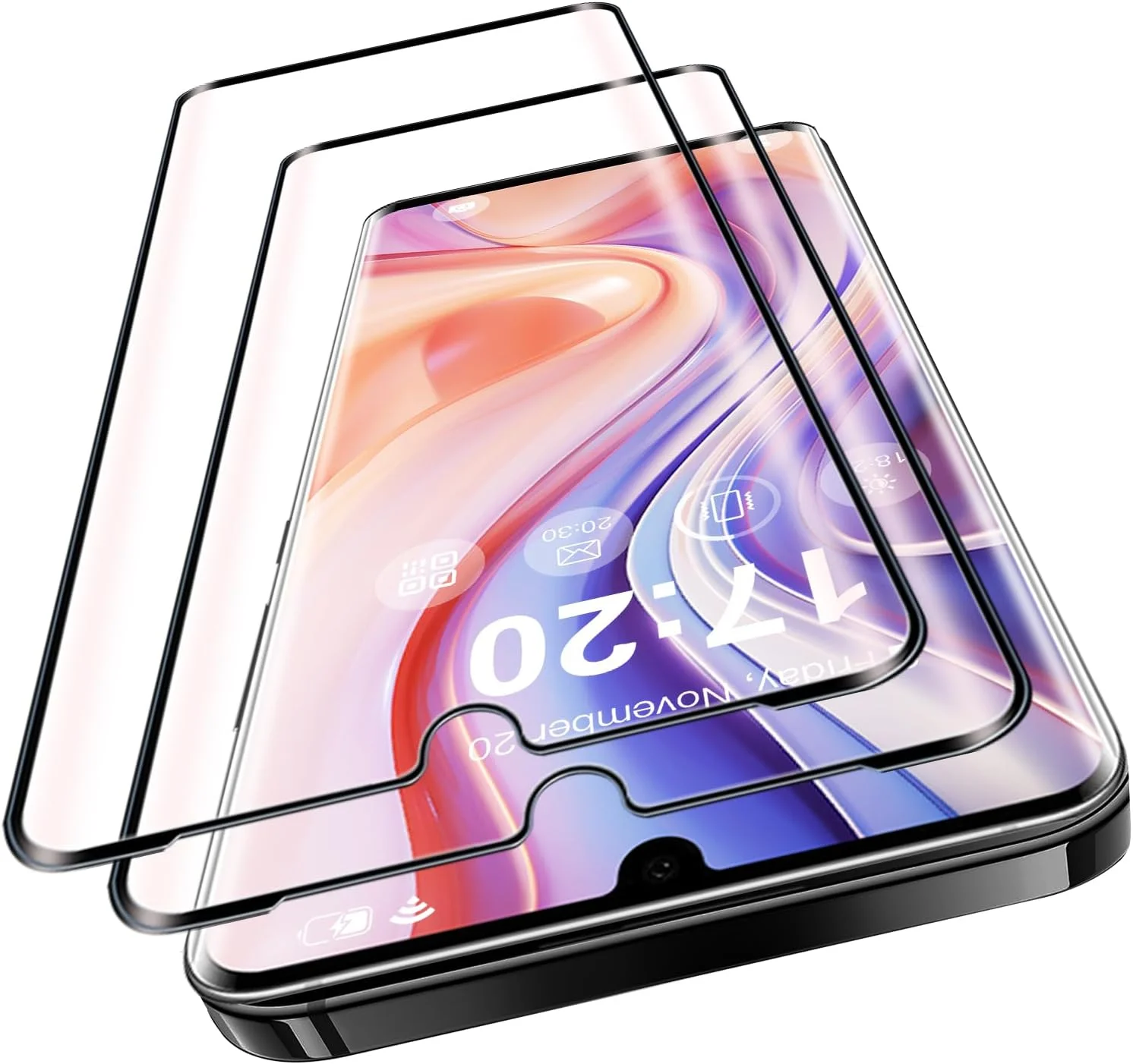 محافظ صفحه نمایش شیشه ای حرارت دیده VideoSecu بسته 2 عددی برای Huawei P30 Lite، سختی 9H، محافظ صفحه نمایش شیشه ای حرارت دیده HD بدون حباب، دقت لمسی 100٪، مقاوم در برابر خراش، ضد روغن، پوشش کامل