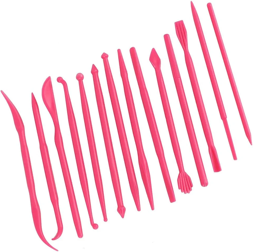 ابزار مجسمه سازی Cryfokt، ست مجسمه سازی خمیر پلاستیکی، دسته برای مجسمه سازی خمیر نرم، کیک فوندانت رسی راحت است (قرمز گل رز)