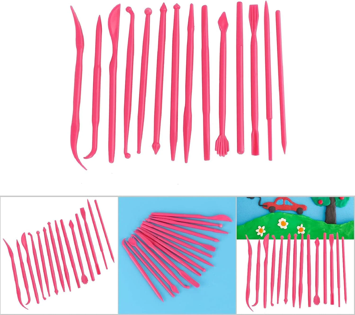 ابزار مجسمه سازی Cryfokt، ست مجسمه سازی خمیر پلاستیکی، دسته برای مجسمه سازی خمیر نرم، کیک فوندانت رسی راحت است (قرمز گل رز)