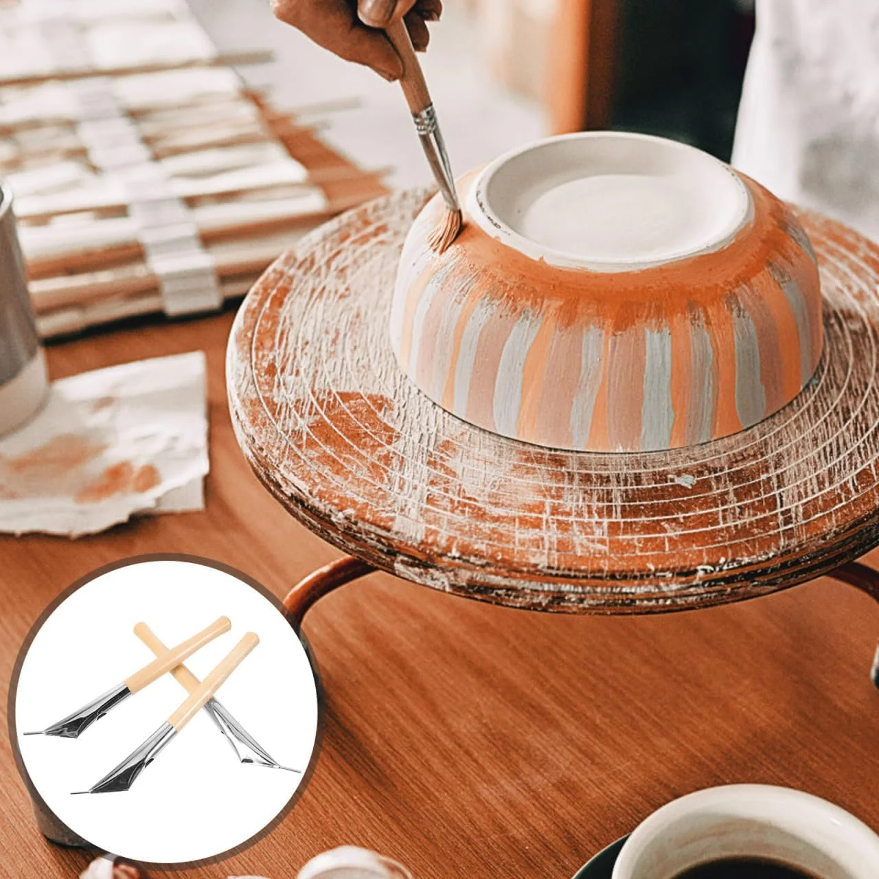 ابزار سفالگری سرامیکی، ابزار شکل دهی خاک رس، قلم باتیک مجسمه سازی، چاقوهای باتیک چوبی، کیت ابزار خاک رس، قلم چاپ موم ابزار حکاکی موم، ابزار باتیک، کیت ابزار سرامیک چوبی، ابزار سفالگری (3 عدد)