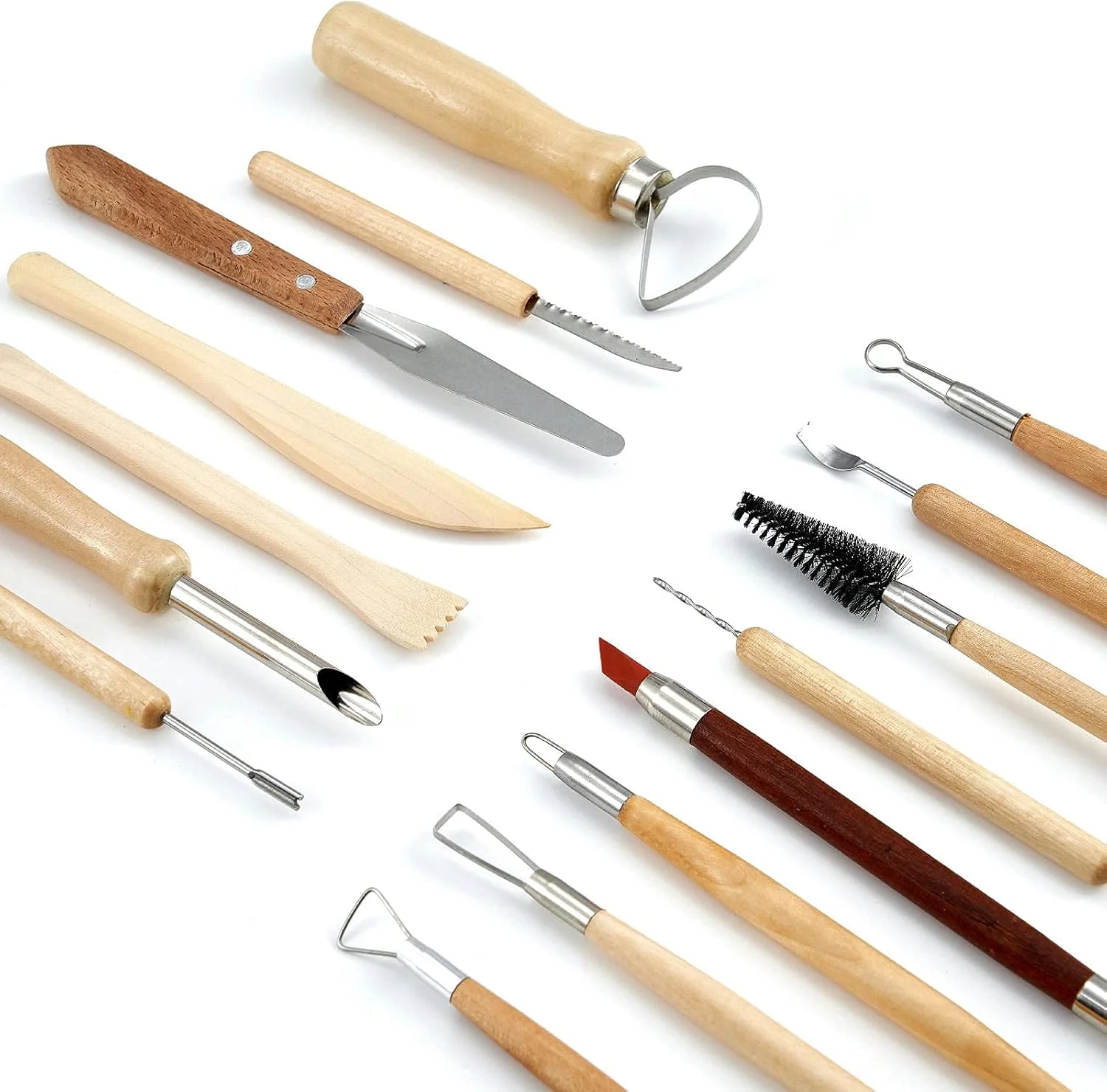 ابزار مجسمه سازی سفالی تمونتیان، ابزار سفال پلیمری دو طرفه، سفال مجسمه سازی، مجموعه 43 عددی ابزار حکاکی سفال سرامیکی دو طرفه با کیف حمل برای مبتدیان (مشکی)