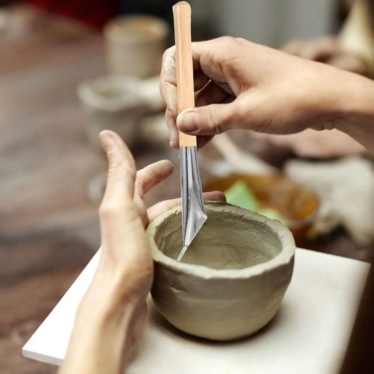 ابزار سفالگری سرامیکی، ابزار شکل دهی خاک رس، قلم باتیک مجسمه سازی، چاقوهای باتیک چوبی، کیت ابزار خاک رس، قلم چاپ موم ابزار حکاکی موم، ابزار باتیک، کیت ابزار سرامیک چوبی، ابزار سفالگری (3 عدد)