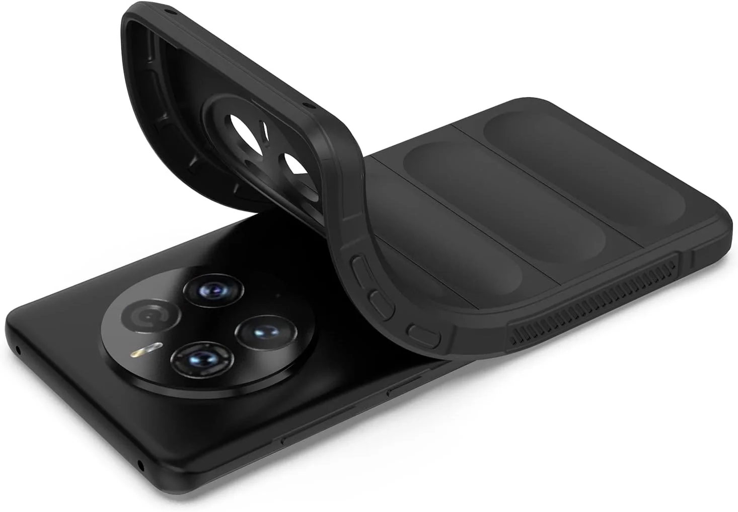 کاور محافظ گوشی GMUJIAO سازگار با هوآوی میت 50 پرو، ضد لغزش، ضد ضربه، ضد خش، همراه با 2 محافظ صفحه نمایش شیشه ای حرارت دیده - مشکی