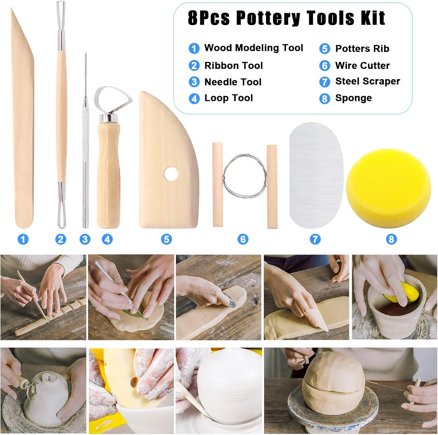 مجموعه 22 عددی ابزار مجسمه سازی و مدل سازی خمیر کلی Glarks شامل کیت ابزار مدل سازی حکاکی، ابزار مدل سازی پلاستیکی، قلم توپی برای برجسته سازی هنر، رنگ آمیزی، نقاشی ناخن