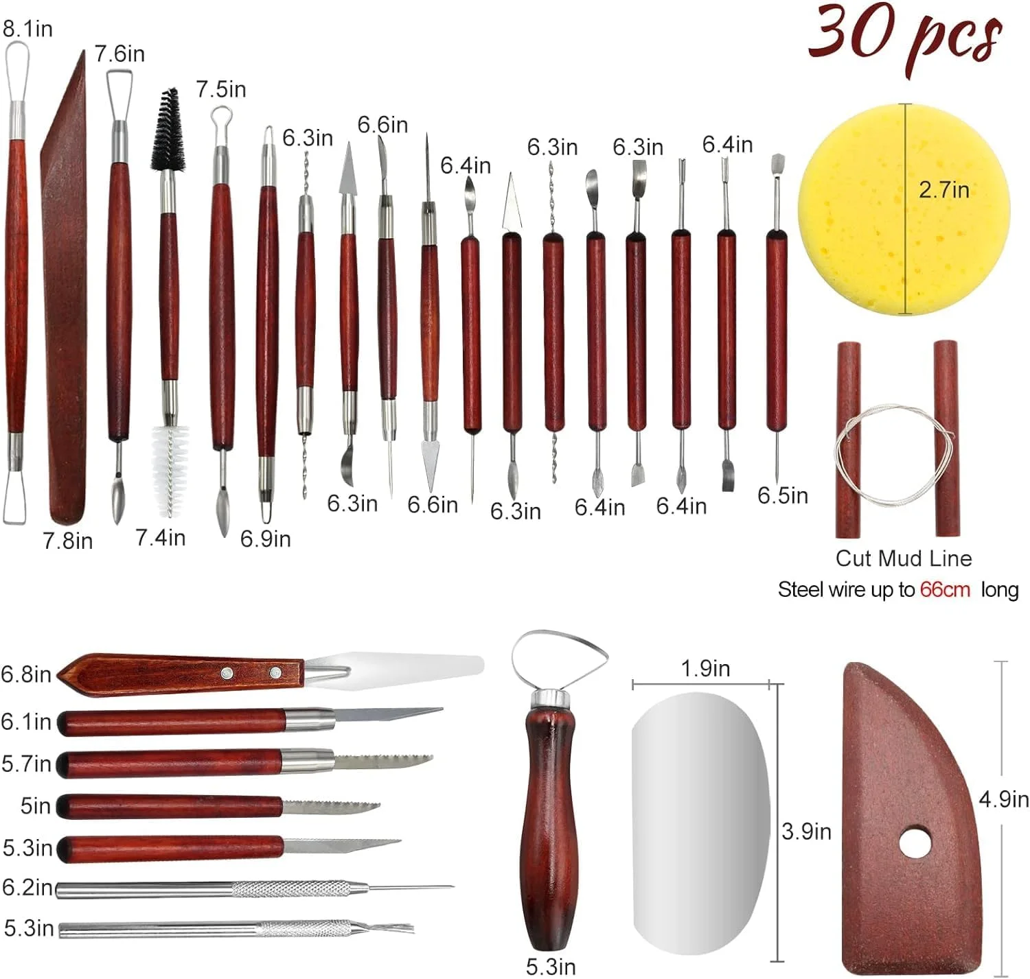 مجموعه 30 عددی ابزار سفالگری و مجسمه سازی خاک رس، ابزارهای مجسمه سازی خاک رس پلیمری، ابزار حکاکی سفالگری برای حکاکی، مدل سازی، برجسته سازی، شکل دهی هنری DIY، برای شکل دادن رنگ، مخلوط کردن، طراحی، جزئیات ظریف مجموعه 30 عددی ابزار سفالگری و مجسمه سازی خاک رس، ابزارهای مجسمه سازی خاک رس پلیمری، ابزار حکاکی سفالگری برای حکاکی، مدل سازی، برجسته سازی، شکل دهی هنری DIY، برای شکل دادن رنگ، مخلوط کردن، طراحی، جزئیات ظریف