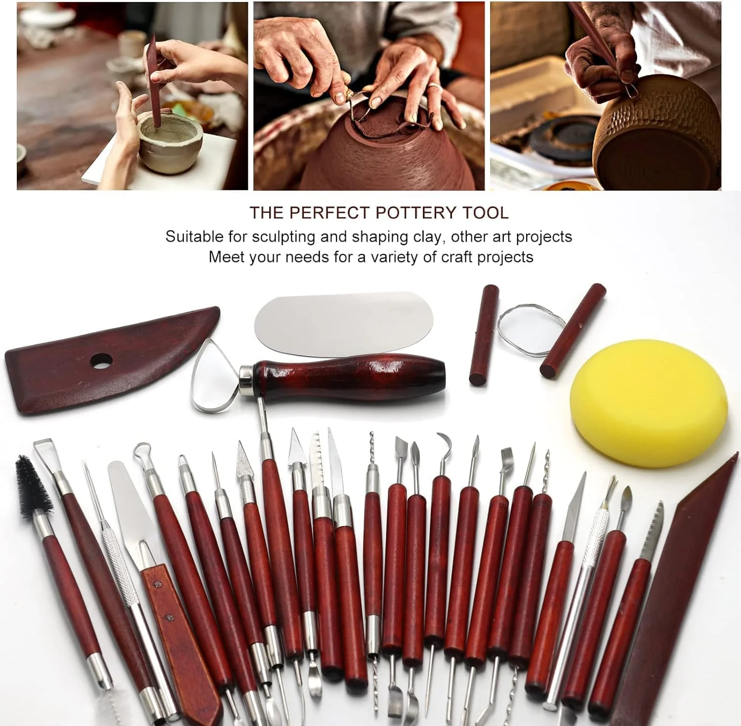 مجموعه 30 عددی ابزار سفالگری و مجسمه سازی خاک رس، ابزارهای مجسمه سازی خاک رس پلیمری، ابزار حکاکی سفالگری برای حکاکی، مدل سازی، برجسته سازی، شکل دهی هنری DIY، برای شکل دادن رنگ، مخلوط کردن، طراحی، جزئیات ظریف مجموعه 30 عددی ابزار سفالگری و مجسمه سازی خاک رس، ابزارهای مجسمه سازی خاک رس پلیمری، ابزار حکاکی سفالگری برای حکاکی، مدل سازی، برجسته سازی، شکل دهی هنری DIY، برای شکل دادن رنگ، مخلوط کردن، طراحی، جزئیات ظریف