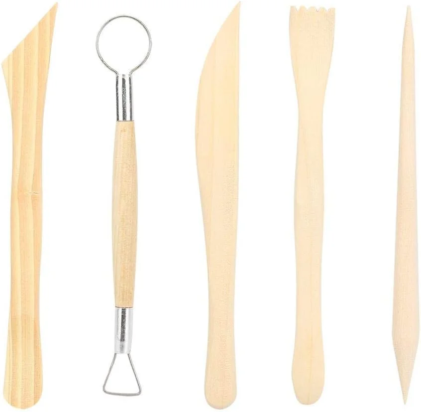 ست 2 عددی ابزار مجسمه سازی سفالی با دسته چوبی لوازم مدل سازی سرامیک ست 2 عددی ابزار مجسمه سازی سفالی با دسته چوبی لوازم مدل سازی سرامیک