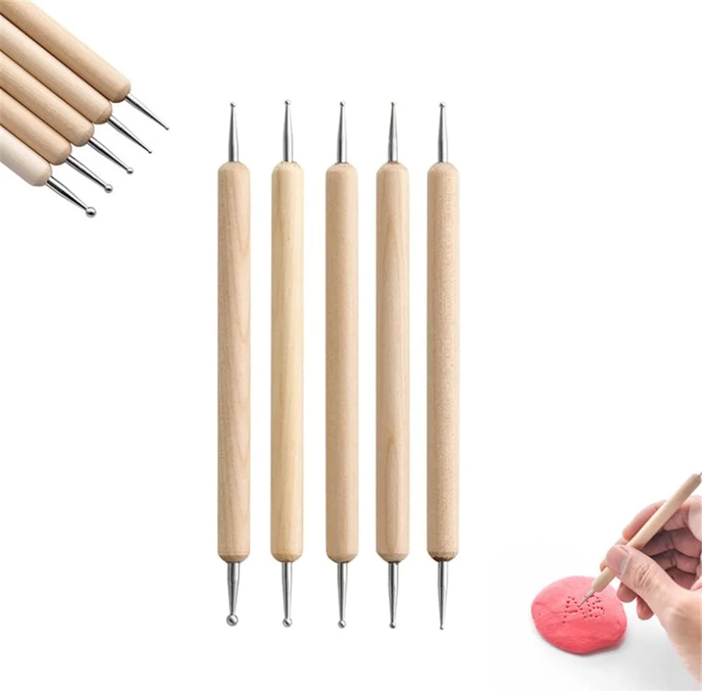 ابزار مجسمه سازی رسی ELECDON، ابزار رسی پلیمری، ست 24 عددی ابزار سفالگری برای بزرگسالان، کودکان و مبتدیان، کیت حکاکی مجسمه سرامیکی دسته چوبی برای نقاشی روی سنگ، مدل سازی رس سفالگری