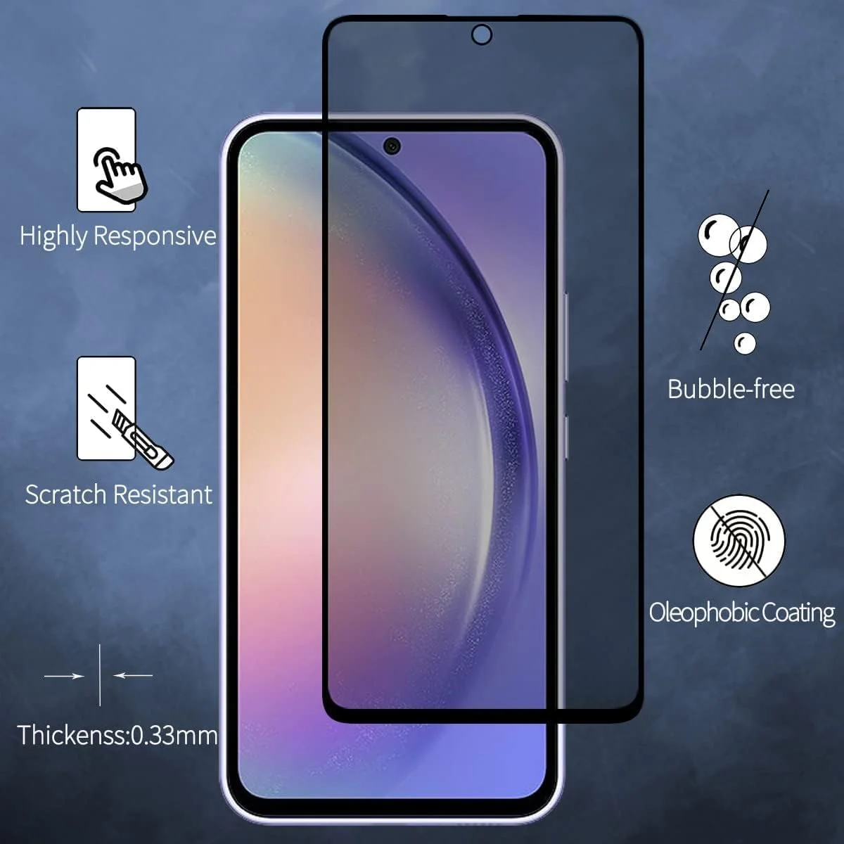 [بسته 2 عددی] محافظ صفحه نمایش حریم خصوصی سازگار با HUAWEI Nova 11i، محافظ صفحه نمایش شیشه ای حرارت دیده حریم خصوصی، شیشه حرارت دیده با سختی 9H ضد دید زدن، فیلم محافظ حریم خصوصی ضد جاسوسی [ضد خش]