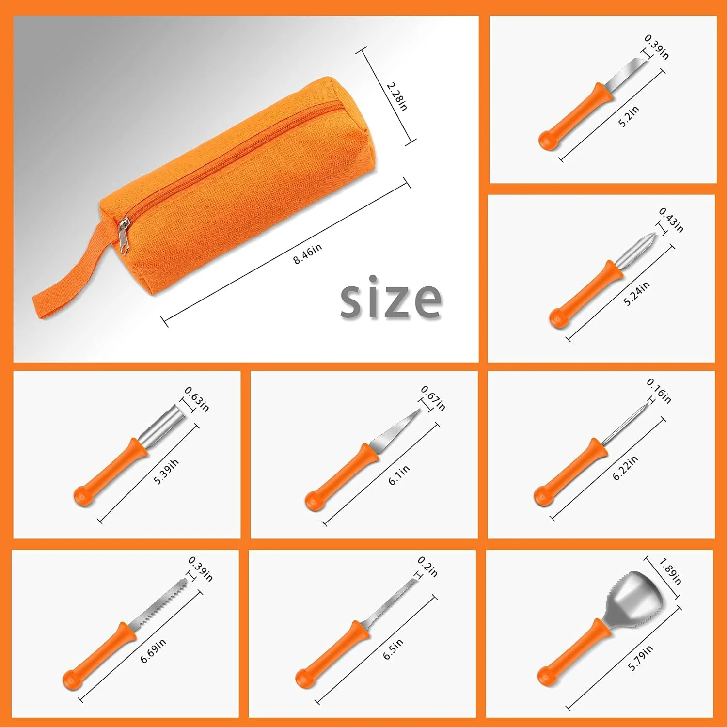 ست 8 عددی ابزار حکاکی کدو تنبل هالووین، به همراه کیف دستی قابل حمل، چاقوهای حکاکی کدو تنبل حرفه ای فولاد ضد زنگ، ابزارهای مجسمه سازی برای مجسمه سازی کدو تنبل، آثار هنری DIY و صنایع دستی... ست 8 عددی ابزار حکاکی کدو تنبل هالووین، به همراه کیف دستی قابل حمل، چاقوهای حکاکی کدو تنبل حرفه ای فولاد ضد زنگ، ابزارهای مجسمه سازی برای مجسمه سازی کدو تنبل، آثار هنری DIY و صنایع دستی...