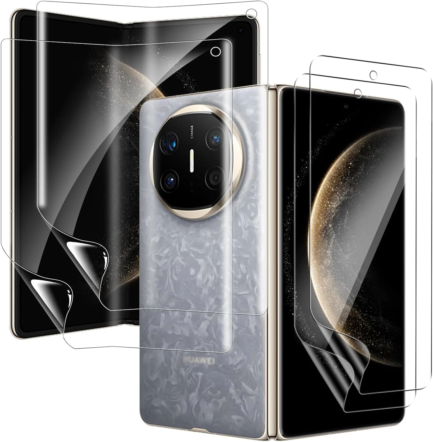 محافظ صفحه نمایش 2 عددی Kejuthrv سازگار با Huawei Mate X6، محافظ صفحه نمایش HD با پوشش کامل برای گوشی هوشمند تاشو Mate X6، فیلم نرم هیدروژل، ضد خش، بدون حباب