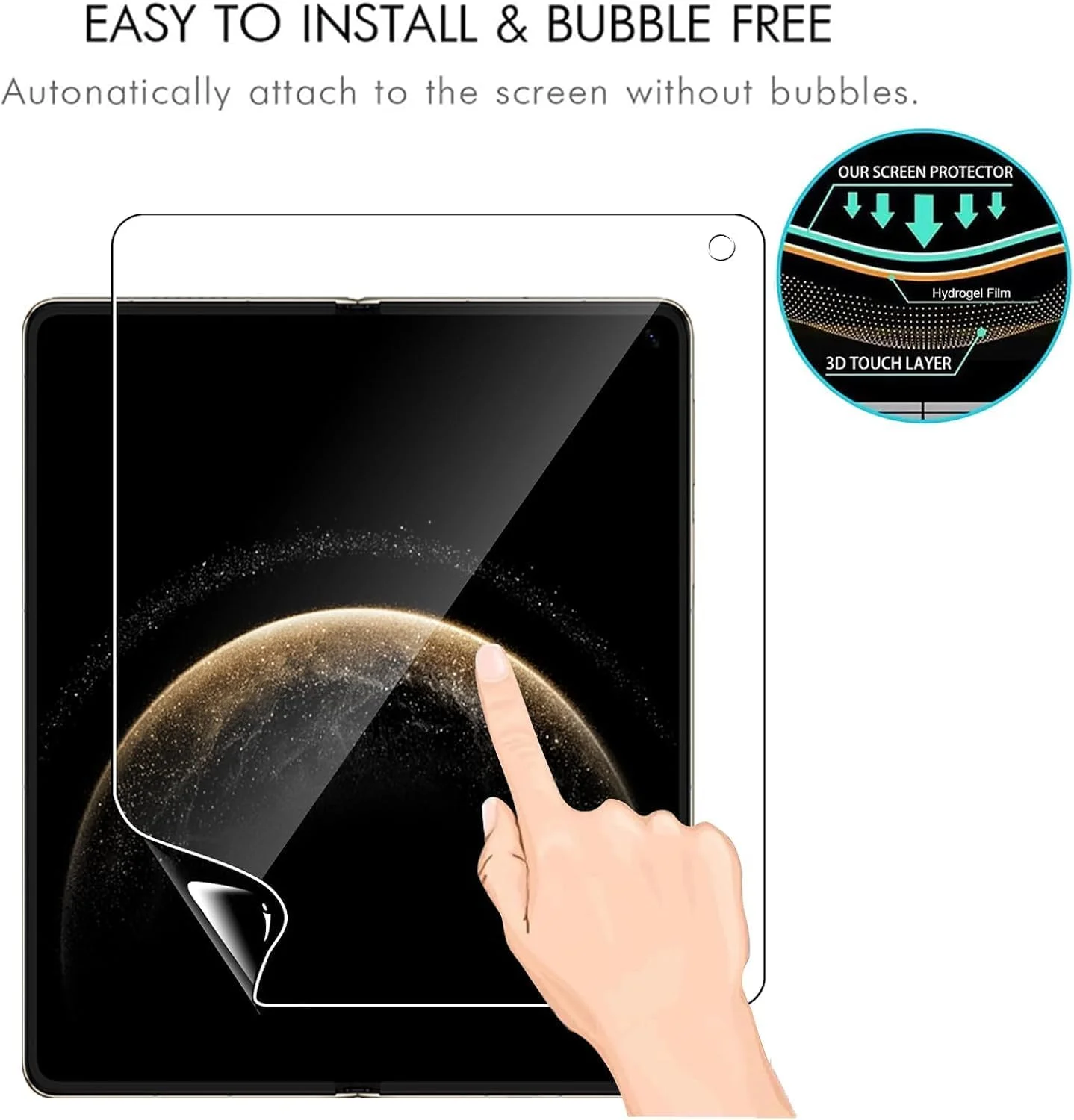 محافظ صفحه نمایش 2 عددی Kejuthrv سازگار با Huawei Mate X6، محافظ صفحه نمایش HD با پوشش کامل برای گوشی هوشمند تاشو Mate X6، فیلم نرم هیدروژل، ضد خش، بدون حباب