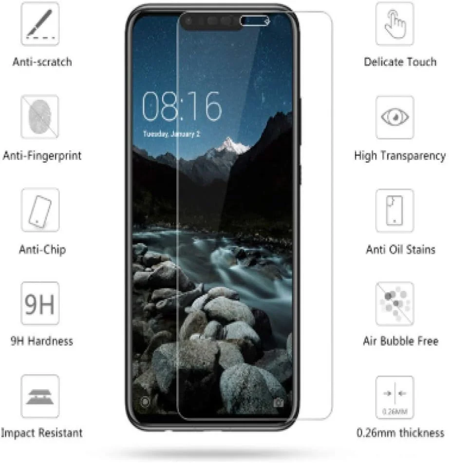 محافظ صفحه نمایش شیشه ای FHNLKFS، 2 عدد، شیشه حرارت دیده برای هوآوی نوا 3i، فیلم ضد خش شیشه ای گوشی برای هوآوی نوا 3i، برای هوآوی پی اسمارت پلاس