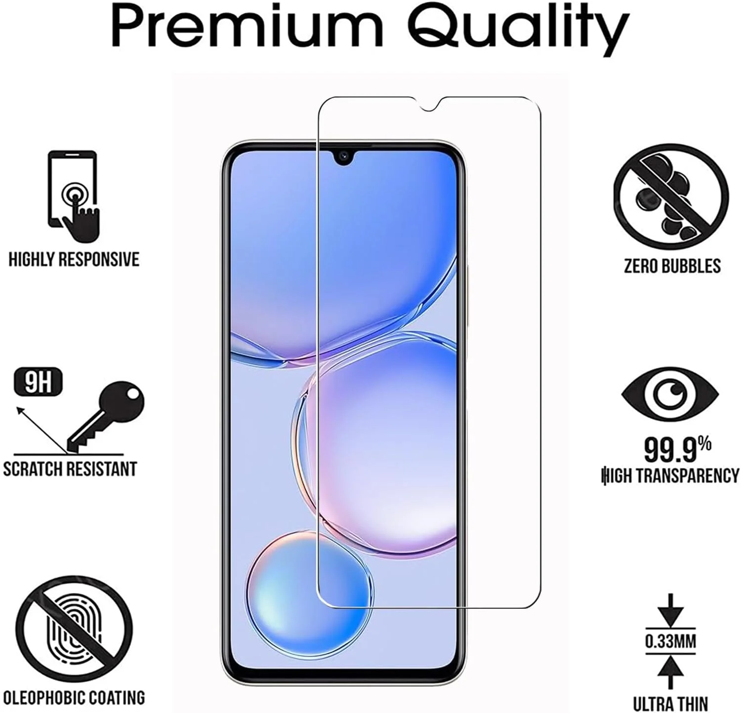 [بسته 3 عددی] محافظ صفحه نمایش شیشه ای حرارت دیده ZMONE برای Huawei Nova Y71، وضوح بالا، پوشش کامل منحنی، مقاوم در برابر خش، بدون حباب، ضد اثر انگشت