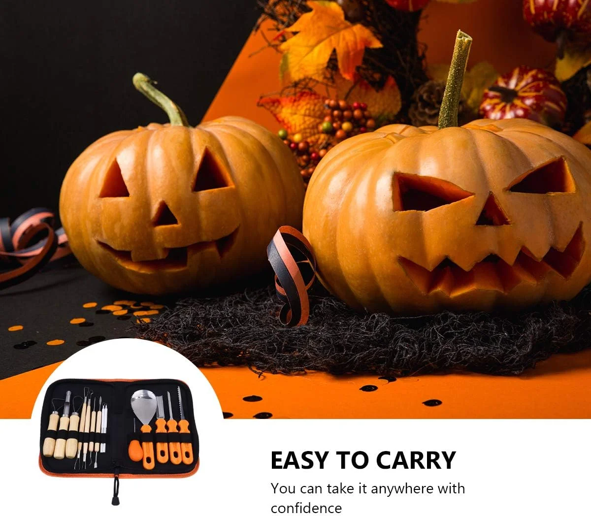 ست حکاکی کدو تنبل - 15 تکه، ست چند منظوره ابزار حکاکی کدو تنبل، چاقوهای ابزار حکاکی فانوس کدو تنبل - 15 تکه