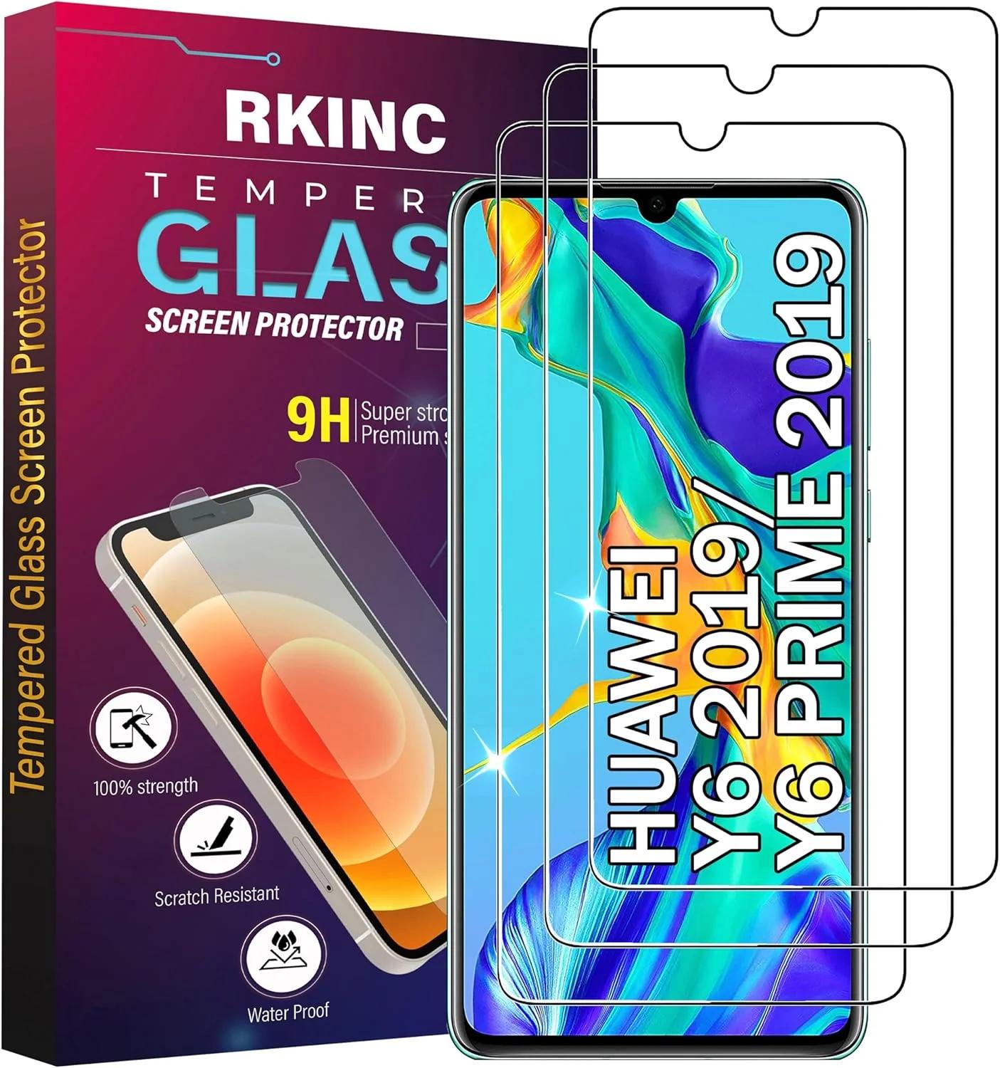 محافظ صفحه نمایش شیشه ای tempered glass هواوی Y6 2019 بسته 3 عددی RKINC، سختی 9H، ضخامت 0.33 میلی متر، ضد خش، ضد ضربه، بدون حباب