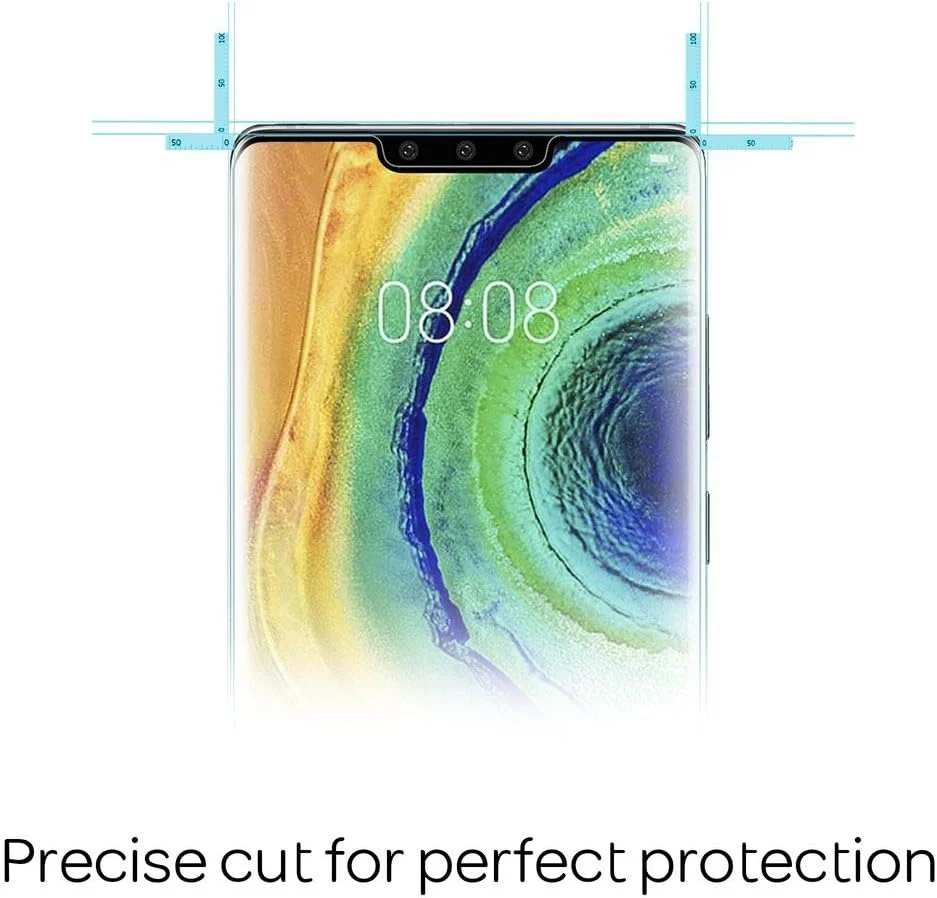 محافظ صفحه نمایش نالیا سازگار با Huawei Mate30 Pro، شیشه ای، فیلم محافظ صفحه نمایش منحنی حرارت دیده با پوشش کامل 9H، محافظ LCD تلفن هوشمند، پوشش ضد شکست - مشکی شفاف