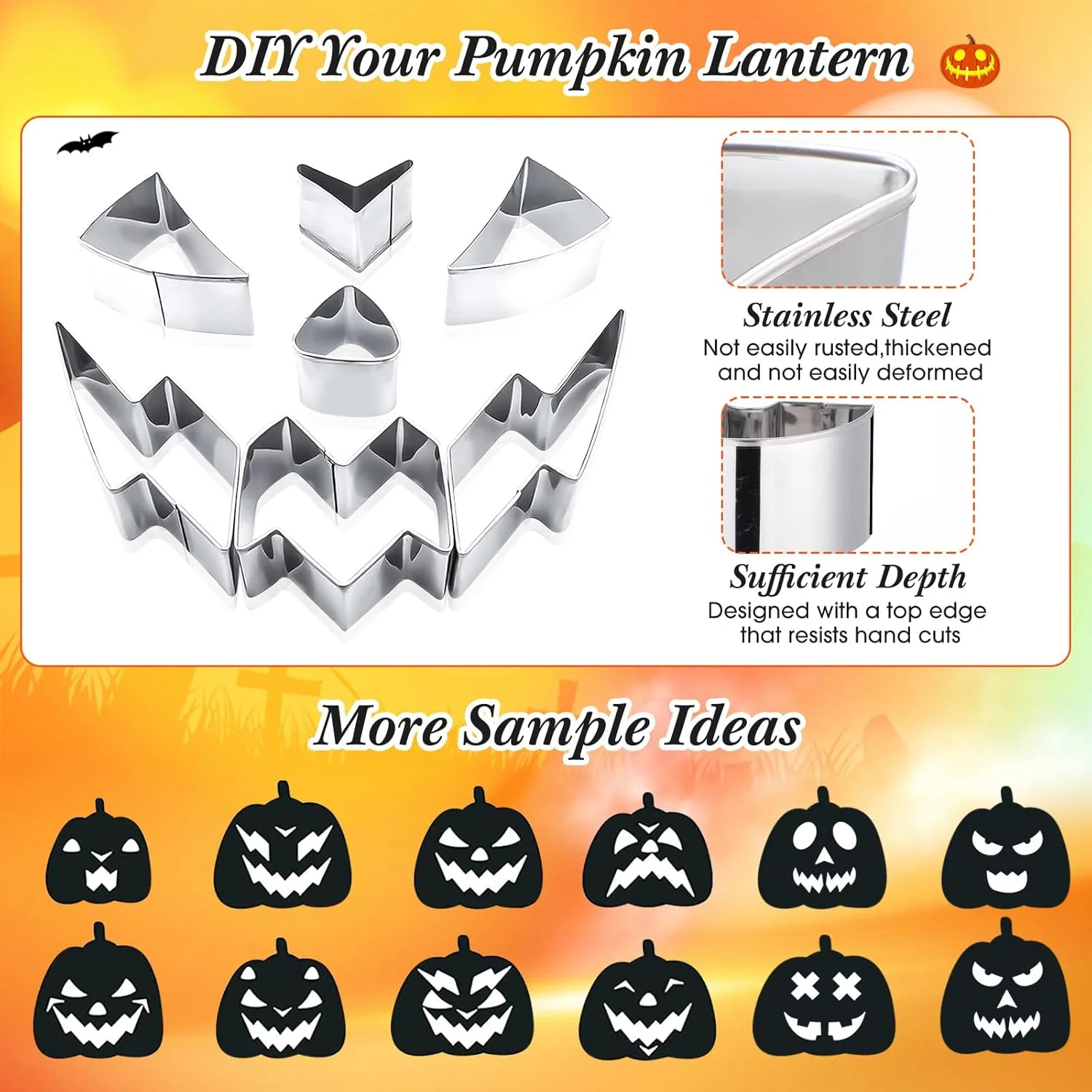 مجموعه 48 عددی حکاکی کدو تنبل هالووین WinnerWhy شامل 24 عدد شابلون حکاکی کدو تنبل استیل ضد زنگ، 6 سطل تخلیه، 18 ابزار حکاکی، کیت حکاکی کدو تنبل آسان و ایمن برای بزرگسالان