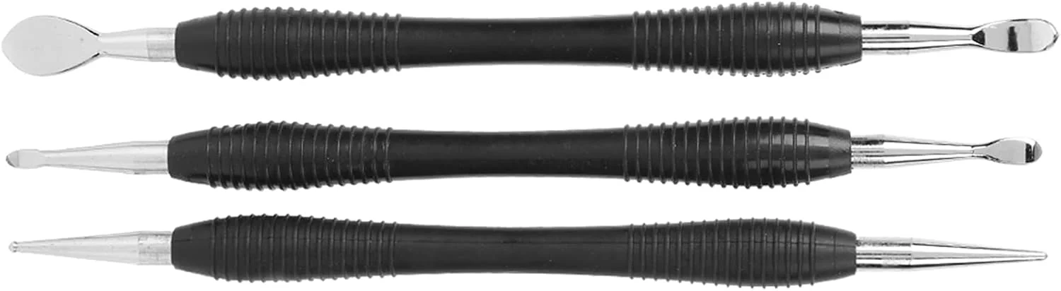 3PCS Leather Carving Tool Spoon Stylus Tool Set Kit, Leather Sculpting Modeling Tool Printing Tools for Leather Craft