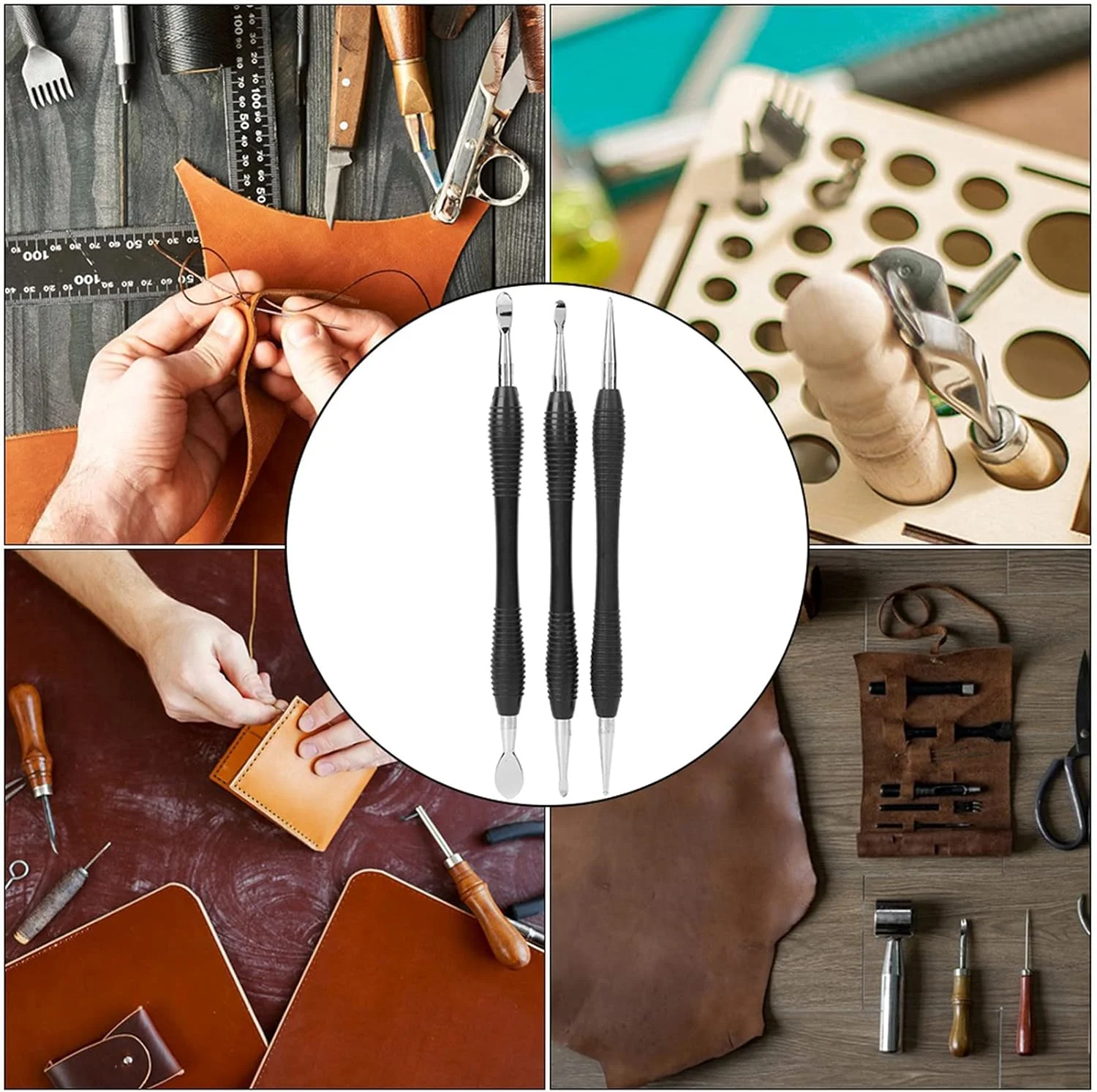 3PCS Leather Carving Tool Spoon Stylus Tool Set Kit, Leather Sculpting Modeling Tool Printing Tools for Leather Craft 3PCS Leather Carving Tool Spoon Stylus Tool Set Kit, Leather Sculpting Modeling Tool Printing Tools for Leather Craft
