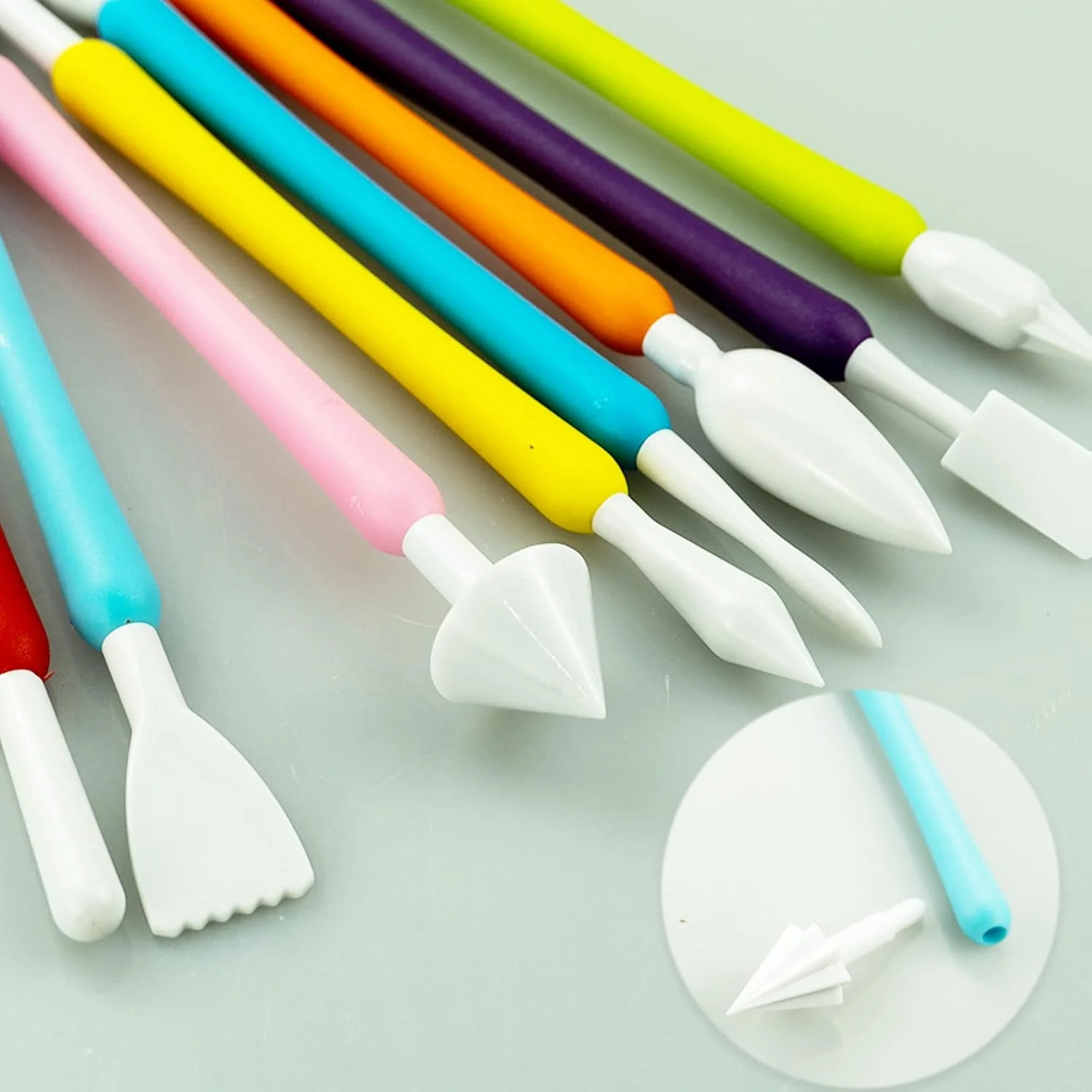 قلم های حکاکی 9 عددی REBECASKYENS، ابزار مدل سازی فوندانت، کیک های آیسینگ فوندانت برای مجسمه سازی با خاک رس، حکاکی، شکل دادن، حکاکی کدو تنبل و حکاکی صابون