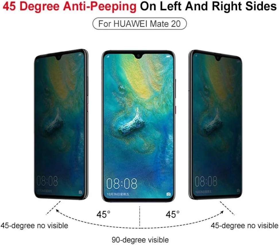 محافظ صفحه نمایش حریم خصوصی شیشه ای حرارت دیده ضد جاسوسی MIBQM بسته 3 عددی برای Huawei P30 Mate20/30 P20 Pro Mate10/9/P10