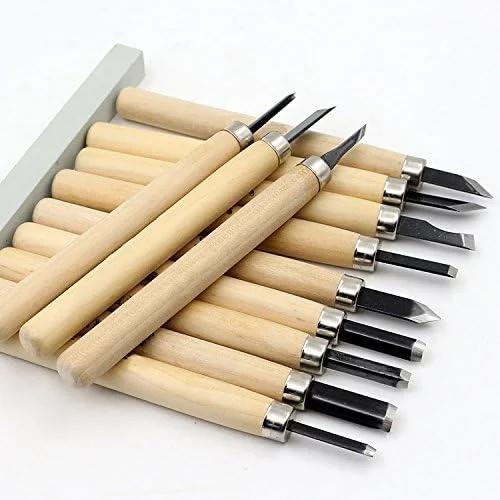 ست مغار چوب بری با سنگ تیزکن، ابزار حکاکی چوب، ابزار چاقوی حکاکی دستی حرفه ای با کیف نگهداری برای مجسمه سازی، صنایع دستی DIY، 12 عددی - تصویر 3