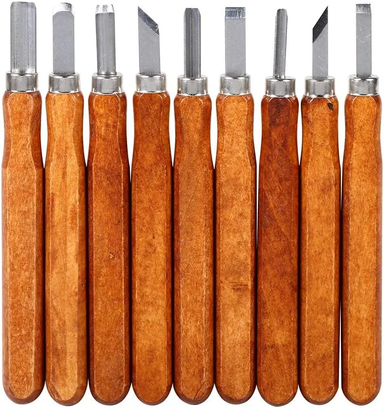 ست چاقوی منبت کاری چوب، ست ابزار حکاکی دستی، ابزار حکاکی کدو تنبل هالووین، قوی و بادوام برای مبتدیان و کاربران معمولی، کیت صنایع دستی DIY (ست 9 تکه) ست چاقوی منبت کاری چوب، ست ابزار حکاکی دستی، ابزار حکاکی کدو تنبل هالووین، قوی و بادوام برای مبتدیان و کاربران معمولی، کیت صنایع دستی DIY (ست 9 تکه)