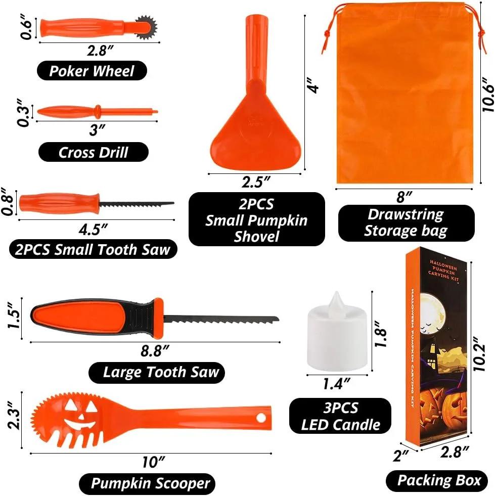 HANSGO Pumpkin Carving Kit for Kids, 22PCS Easy Halloween Pumpkin Carving Tools Set with LED Candles, Carving Stencils, Storage Bag