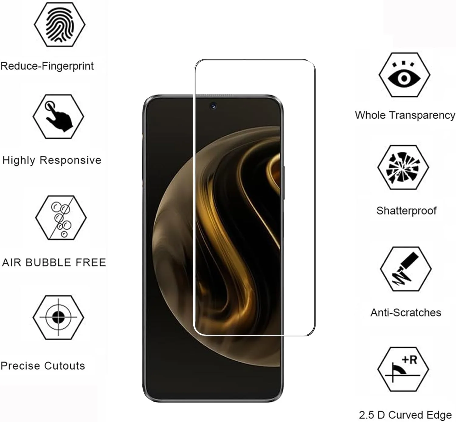 WRTBS [3 Pack] Tempered Glass for Huawei Nova 12i Screen Protector,9H Hardness High Definition Clear Scratch Resistant Bubble Free Anti-Fingerprints