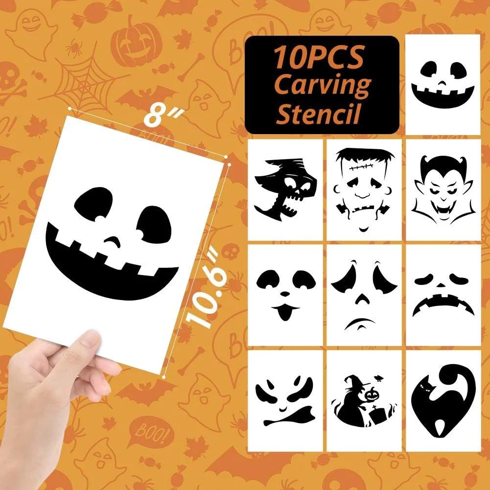 HANSGO Pumpkin Carving Kit for Kids, 22PCS Easy Halloween Pumpkin Carving Tools Set with LED Candles, Carving Stencils, Storage Bag