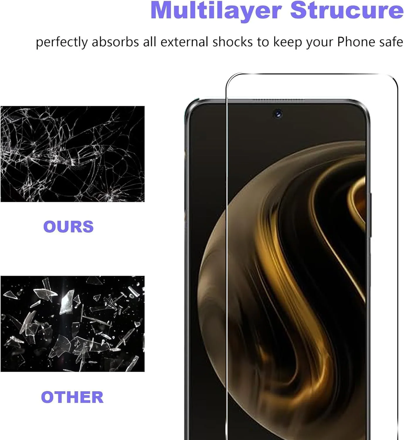 WRTBS [3 Pack] Tempered Glass for Huawei Nova 12i Screen Protector,9H Hardness High Definition Clear Scratch Resistant Bubble Free Anti-Fingerprints