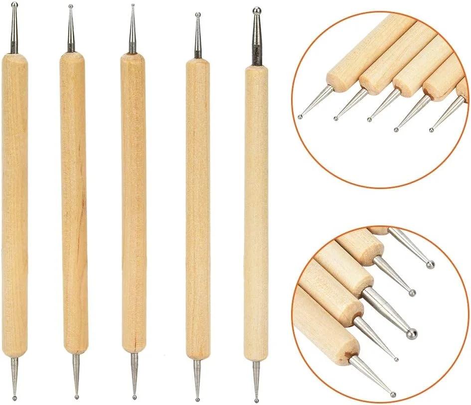 ست 8 عددی ابزار حکاکی چرم دست ساز DIY، قاشق، قلم مته دو سر