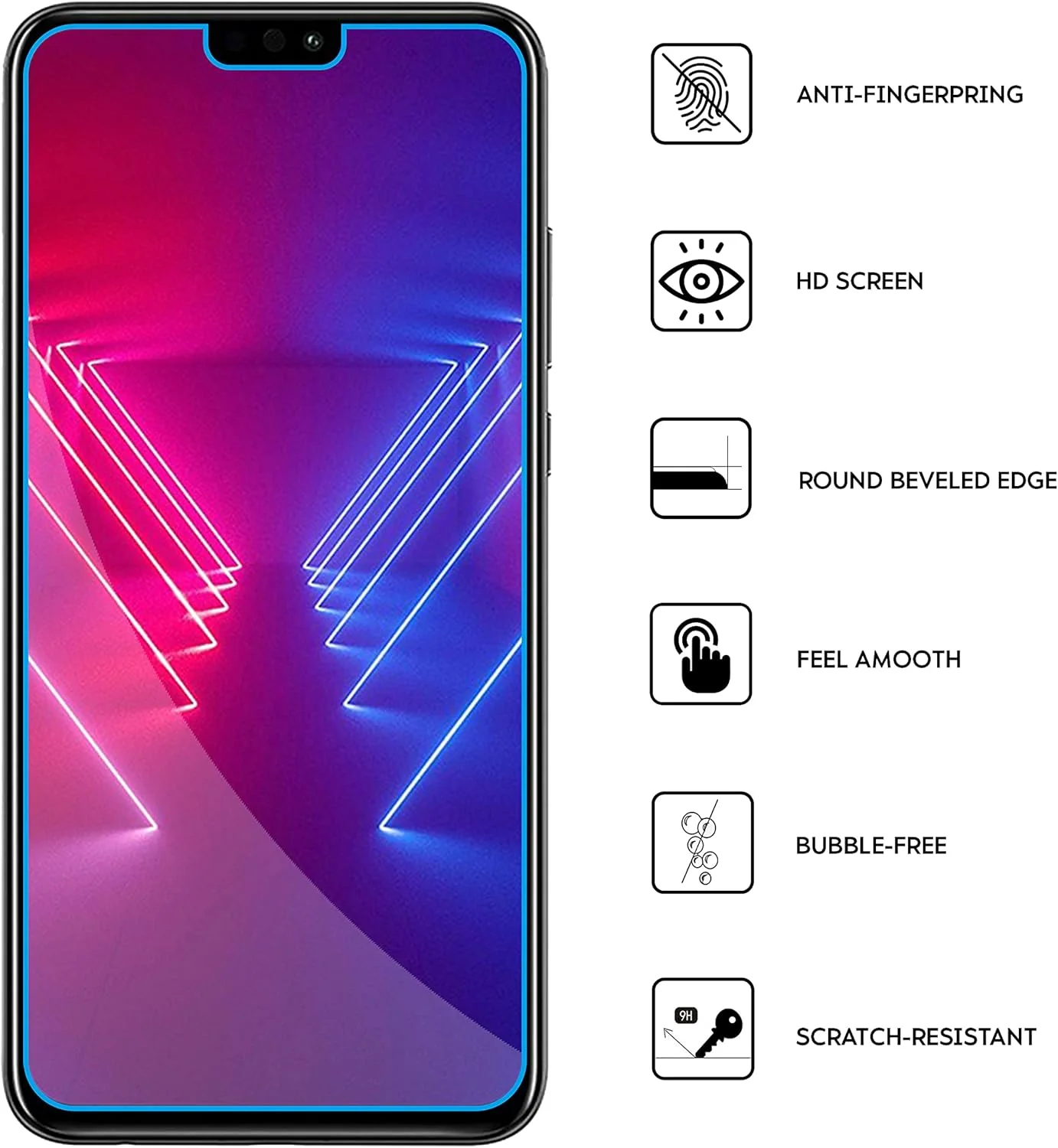 محافظ صفحه نمایش شیشه ای N NEWTOP سازگار با هوآوی Honor View 10 Lite، ضخامت 0.3 میلی متر، سختی 9H، محافظ صفحه نمایش شیشه ای حرارت دیده، ضد ضربه و ضد خش (1 عدد)