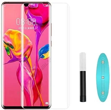 محافظ صفحه نمایش شیشه ای حرارت دیده با چسب کامل و منحنی UV Pokjsofjnjlfkl برای گوشی Huawei P20 Lite
