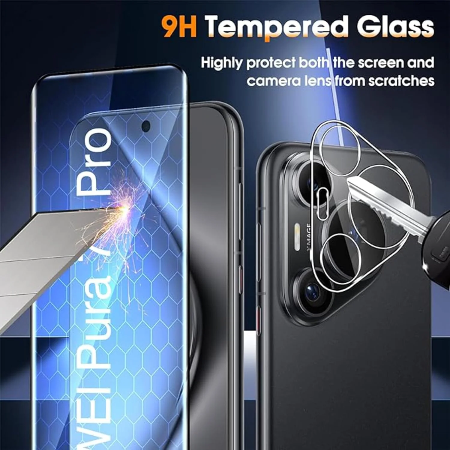 محافظ صفحه نمایش نسلین [بسته 2+2 عددی] سازگار با سری Huawei Pura 70 مدل 2024، محافظ صفحه شیشه ای حرارت دیده 9H HD به همراه محافظ لنز دوربین، مقاوم در برابر خراش و بدون حباب (Pura70Pro)