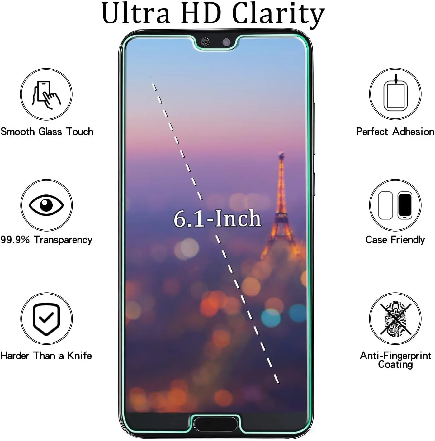 محافظ صفحه نمایش MAYtobe [بسته 2 عددی] شیشه حرارت دیده برای Huawei P20 Pro، ضد خش، لبه گرد 2.5 بعدی، سختی 9H، بدون حباب، نصب آسان، شفافیت HD