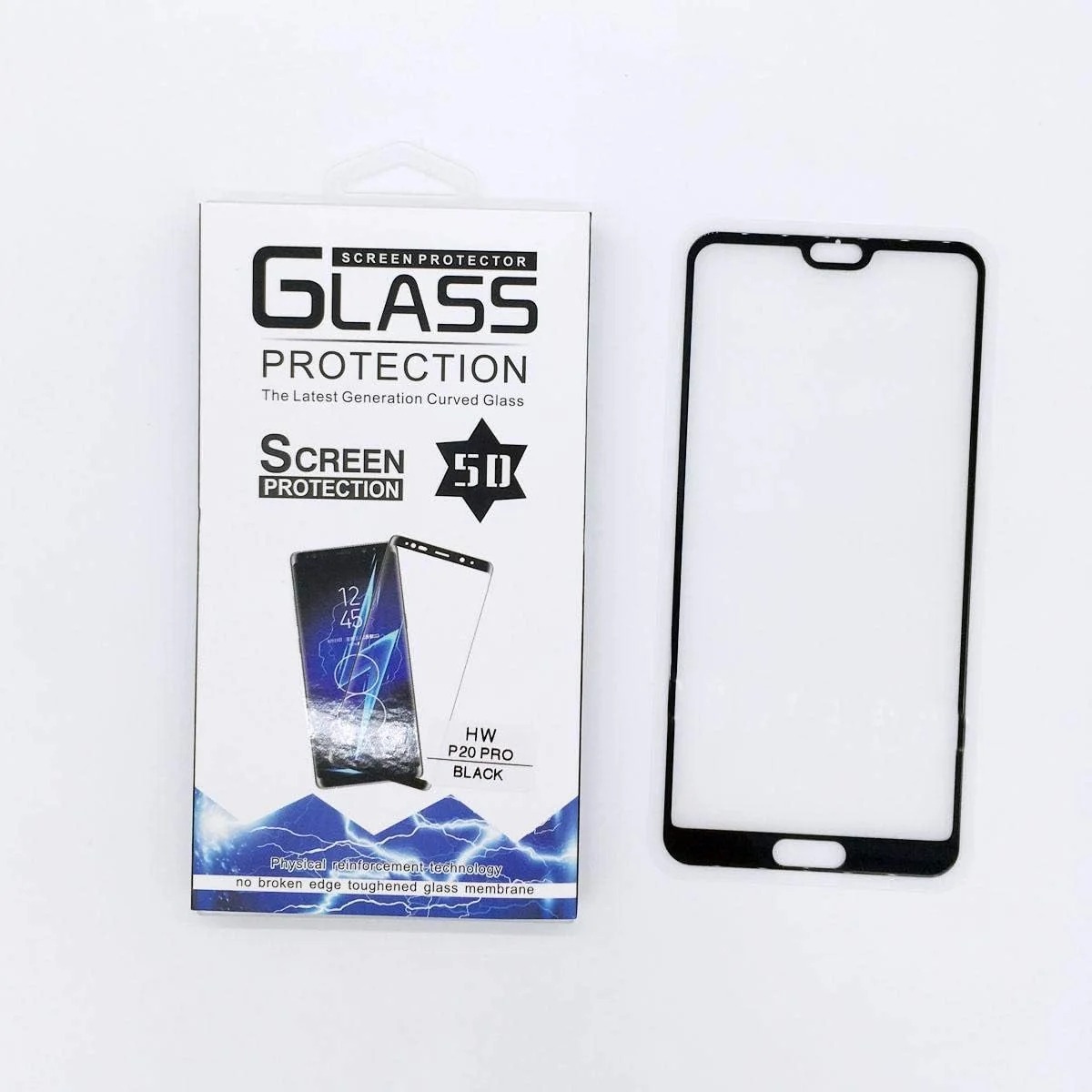 محافظ صفحه نمایش شیشه ای حرارت دیده 5D تایشو با پوشش کامل و فریم مشکی برای گوشی هوآوی P20 Pro