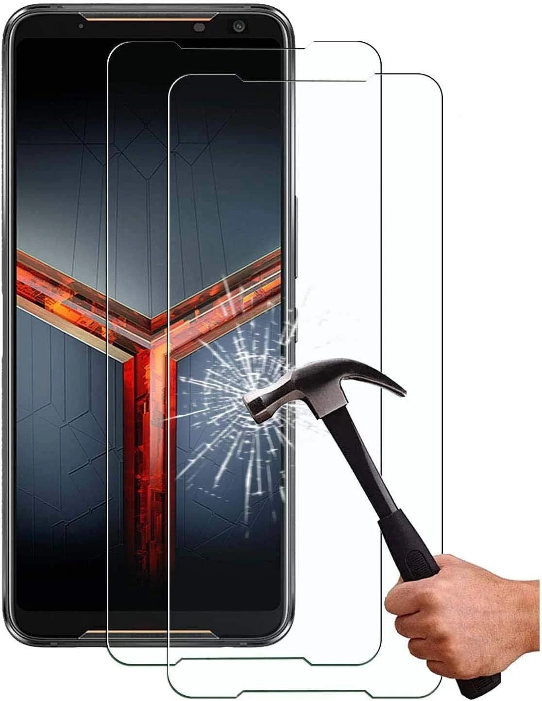 محافظ صفحه نمایش [2 عددی] XINKOE برای گوشی ایسوس راگ فون 2، محافظ صفحه نمایش شیشه ای حرارت دیده فوق العاده باریک HD 2.5D Pro-Fit