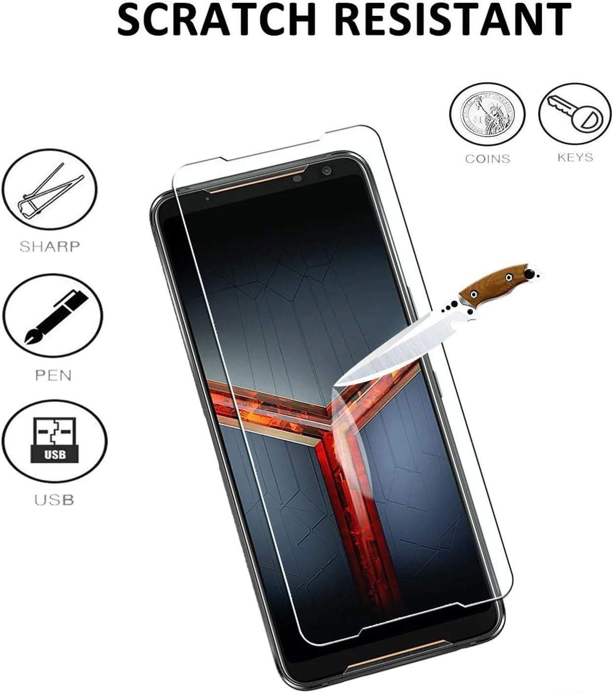 محافظ صفحه نمایش [2 عددی] XINKOE برای گوشی ایسوس راگ فون 2، محافظ صفحه نمایش شیشه ای حرارت دیده فوق العاده باریک HD 2.5D Pro-Fit