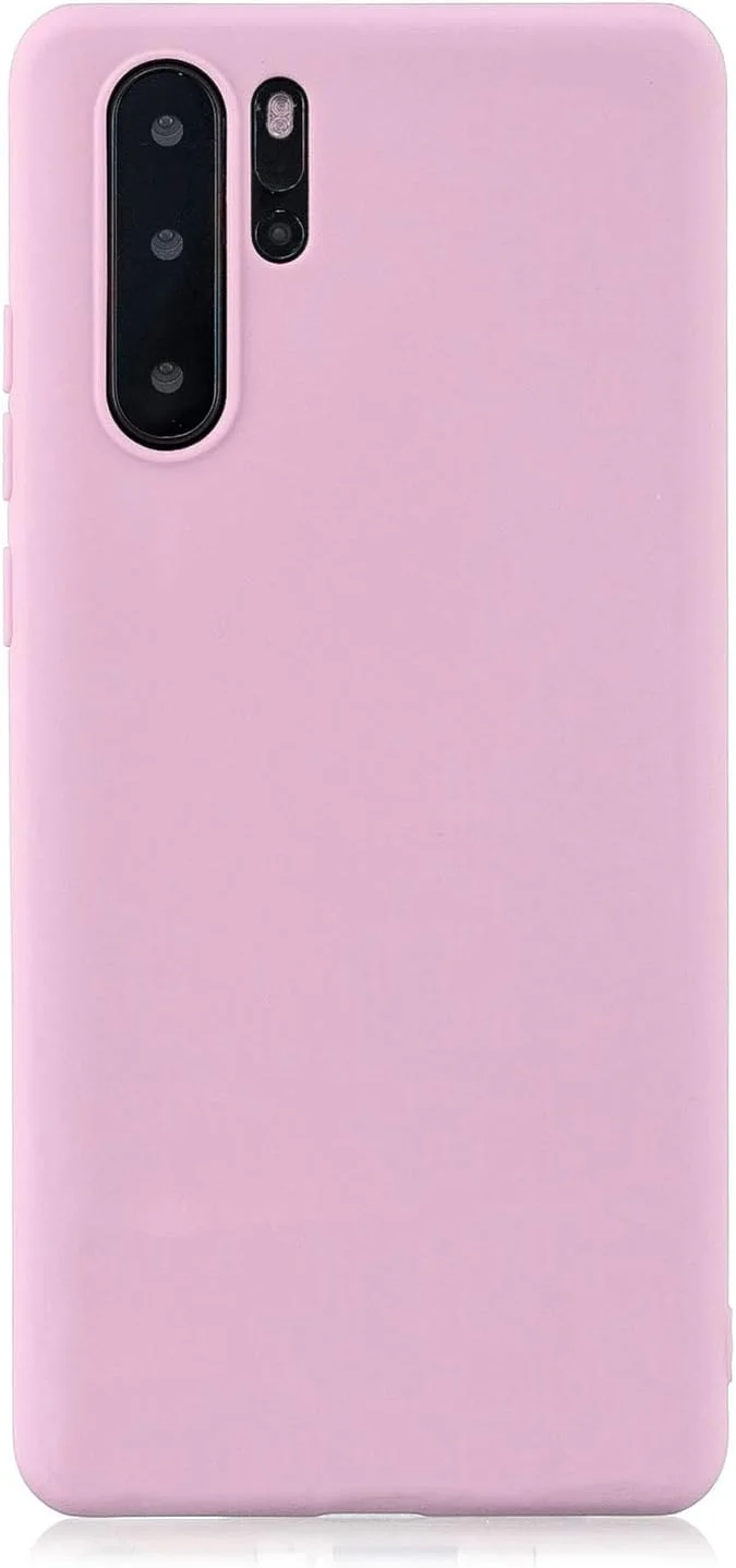 کاور محافظ گوشی هواوی P30 Pro به همراه محافظ صفحه نمایش شیشه ای، رنگ ثابت، سیلیکونی TPU انعطاف پذیر، باریک، فوق سبک، ضد لغزش و ضد ضربه (صورتی تیره)